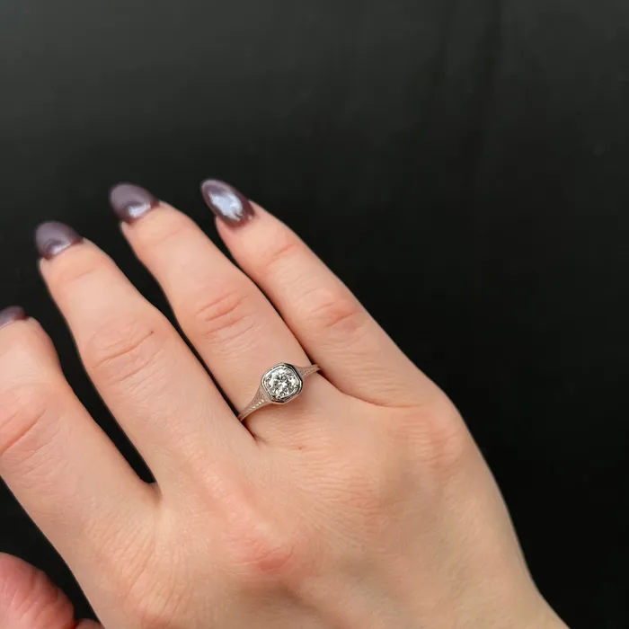 Heirloom Jewelers Art Deco Platinum 050 Carat Old European Cut Diamond Engagement Ring Rings