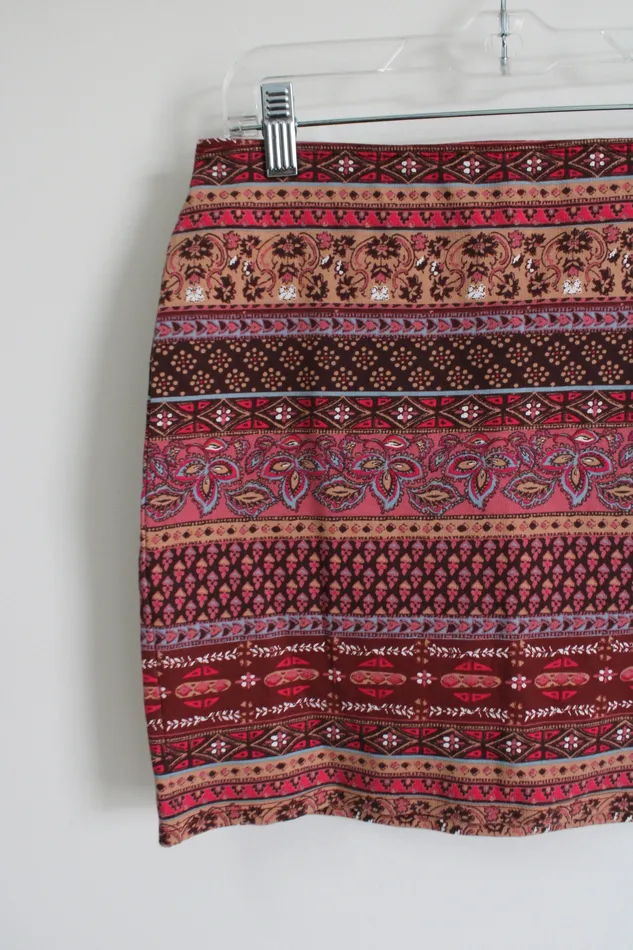 Hollister Pink Patterned Mini Skirt S Hollister Earrings