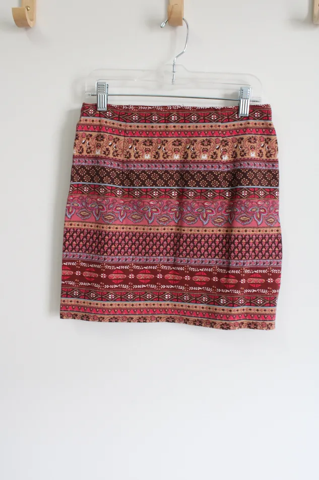 Hollister Pink Patterned Mini Skirt S Hollister Earrings