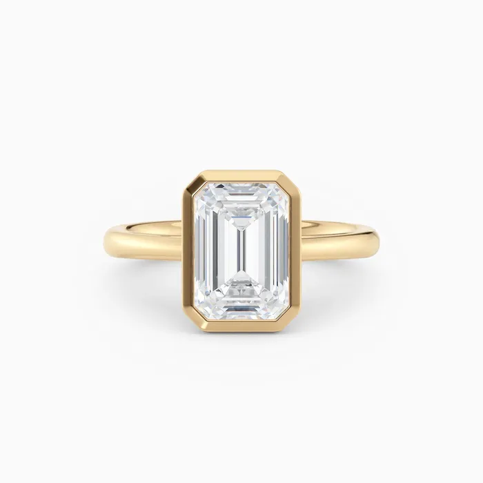 Honey Jewelry Co Winnie Cathedral Emerald Bezel Engagement Ring Rings