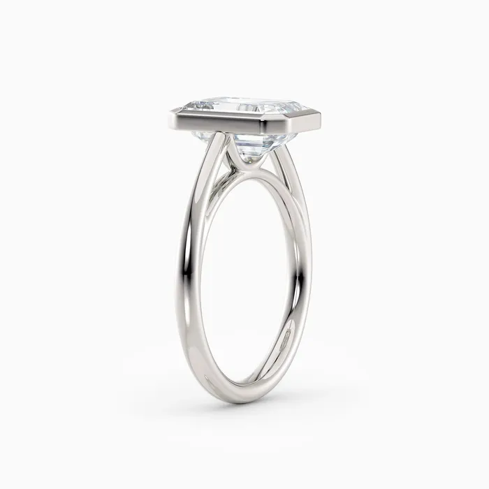 Honey Jewelry Co Winnie Cathedral Emerald Bezel Engagement Ring Rings