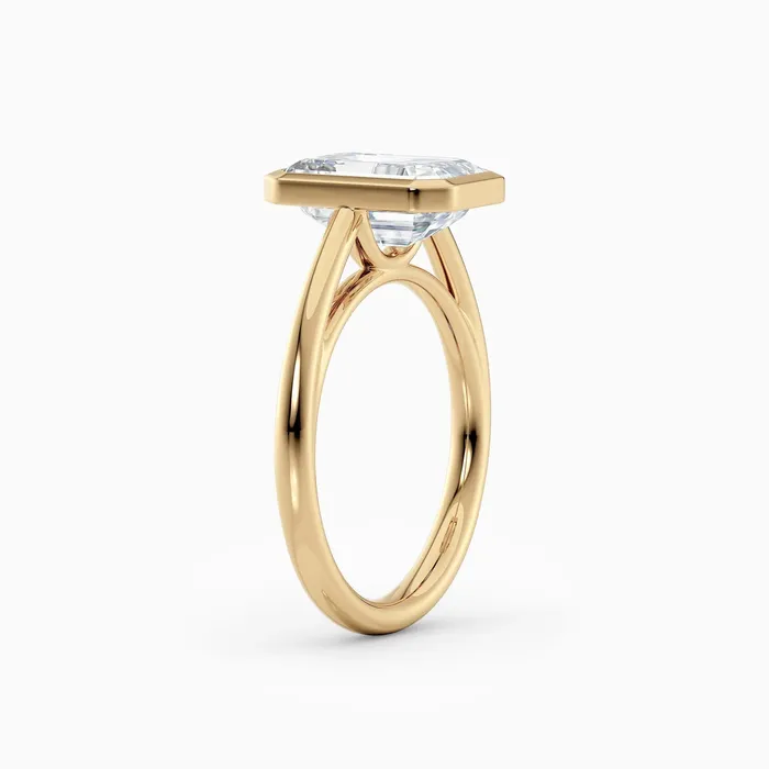 Honey Jewelry Co Winnie Cathedral Emerald Bezel Engagement Ring Rings