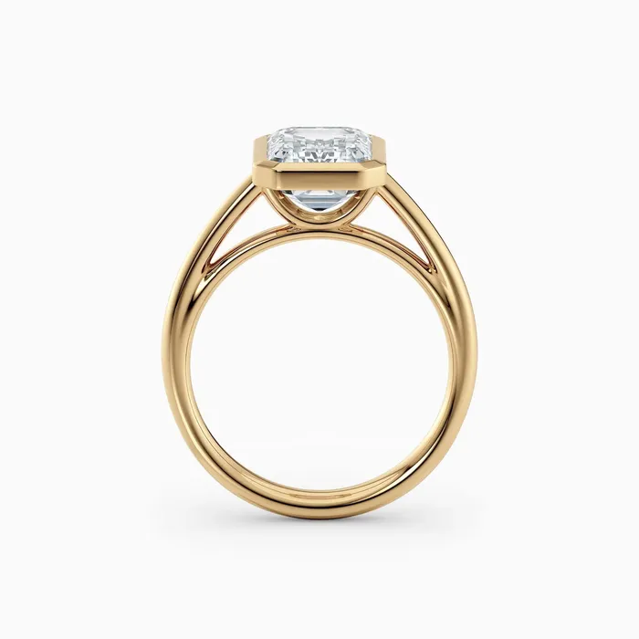 Honey Jewelry Co Winnie Cathedral Emerald Bezel Engagement Ring Rings