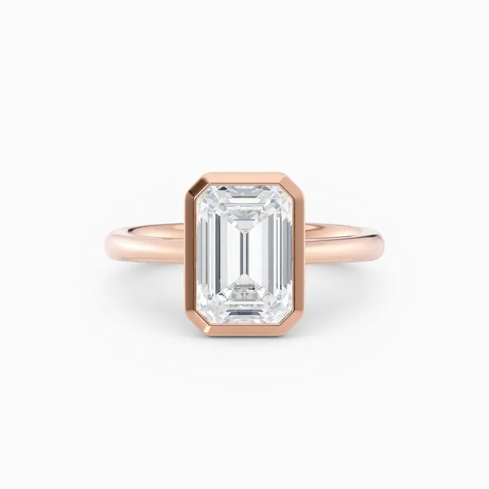 Honey Jewelry Co Winnie Cathedral Emerald Bezel Engagement Ring Rings