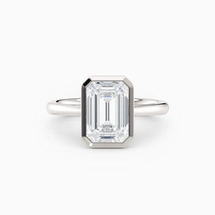 Honey Jewelry Co Winnie Cathedral Emerald Bezel Engagement Ring Rings