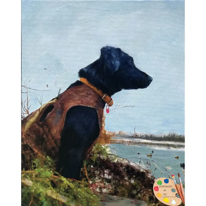 Hunting Dogs Duck Hunting Oil Painting Portraits by NC Earrings