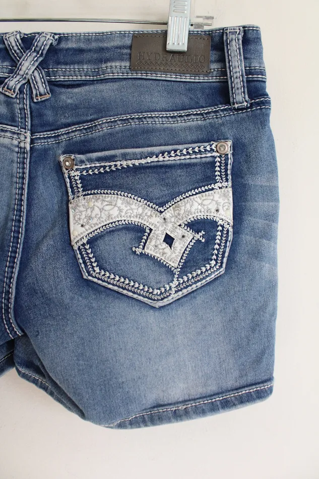 Hydraulic Hydraulic Denim Rhinestone Shorts 56 Earrings