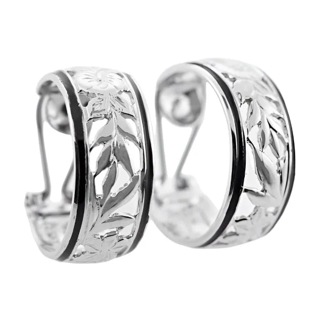 Island Fine Jewelry Earrings Flowers of Hawaii Sterling Silver Clip Earrings 8mm