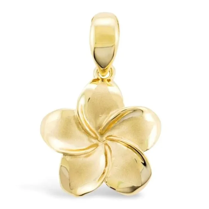 Island Fine Jewelry Necklaces 14K Gold Plumeria Pendant