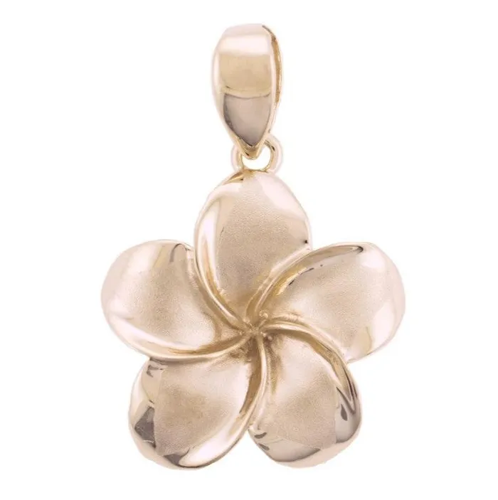 Island Fine Jewelry Necklaces 14K Gold Plumeria Pendant