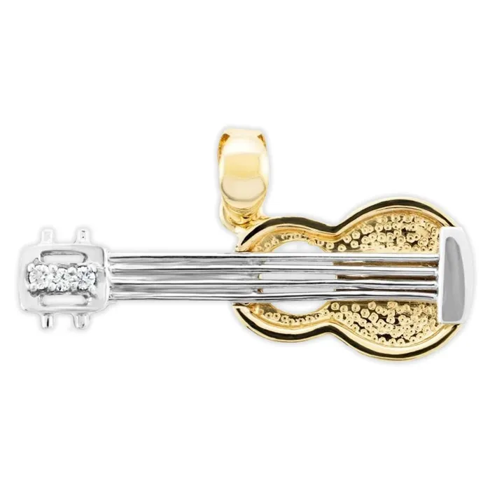 Island Fine Jewelry Necklaces 14K Gold Ukulele Pendant with Diamond or Zirconia Accents Island Fine Jewelry Necklaces 14K Gold Ukulele Pendant with Diamond or Zirconia Accents