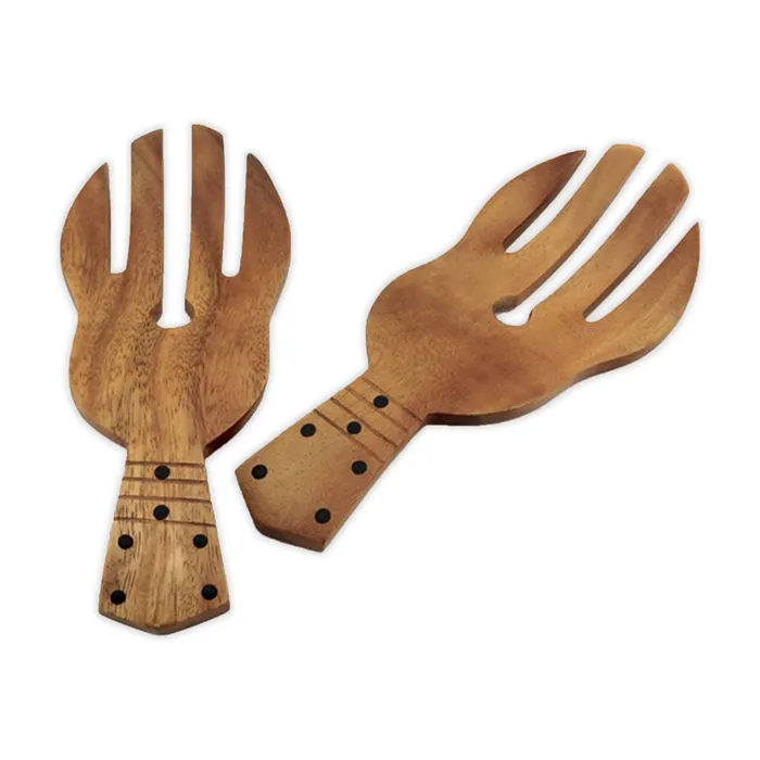 ISLANDERGRP Earrings Acacia Wood UkuleleInspired Salad Hands