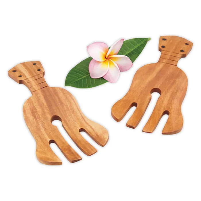 ISLANDERGRP Earrings Acacia Wood UkuleleInspired Salad Hands