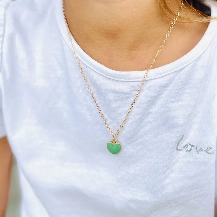 iszi ONLINE Necklaces Girls Necklace ButterflyFlower Green Heart White Clover