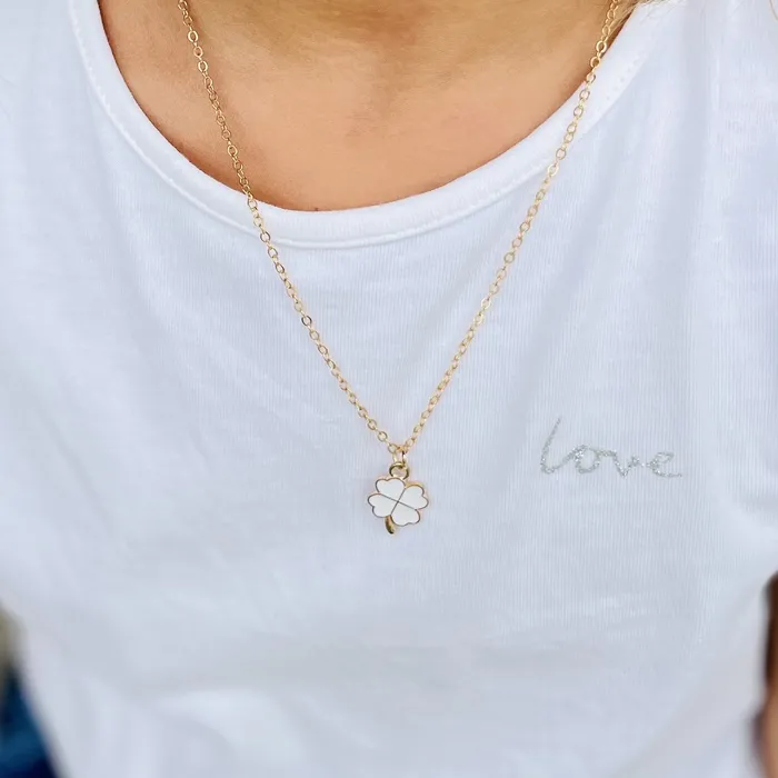 iszi ONLINE Necklaces Girls Necklace ButterflyFlower Green Heart White Clover