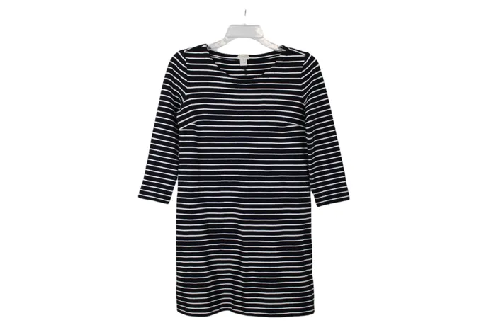 JCrew JCrew Black Striped Dress XXS Rings