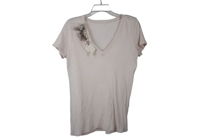 JCrew Pale Pink Cotton Top M JCrew Earrings