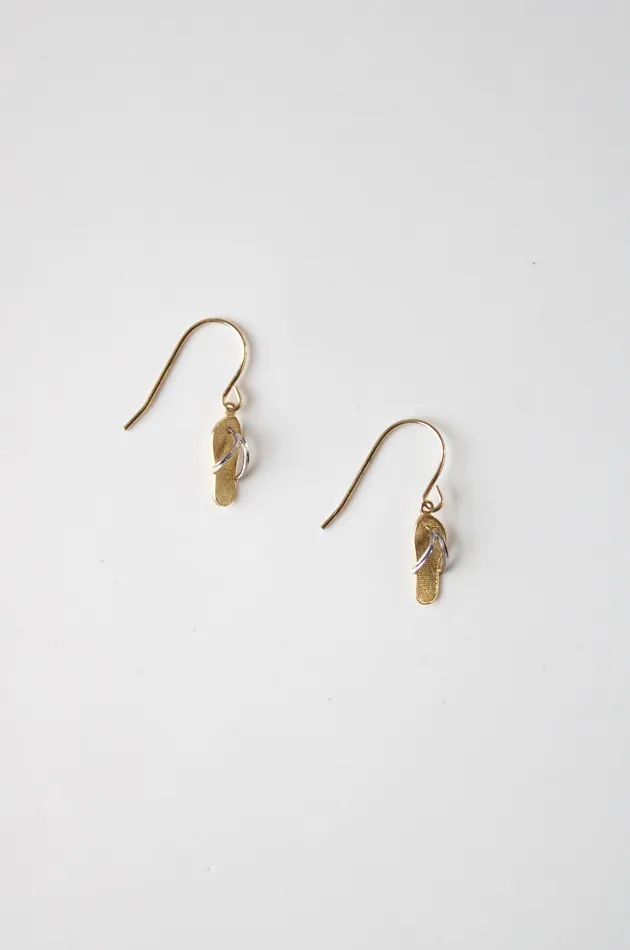 JCM Earrings JCM TwoToned 14K Gold Dangle Flip Flop Earrings