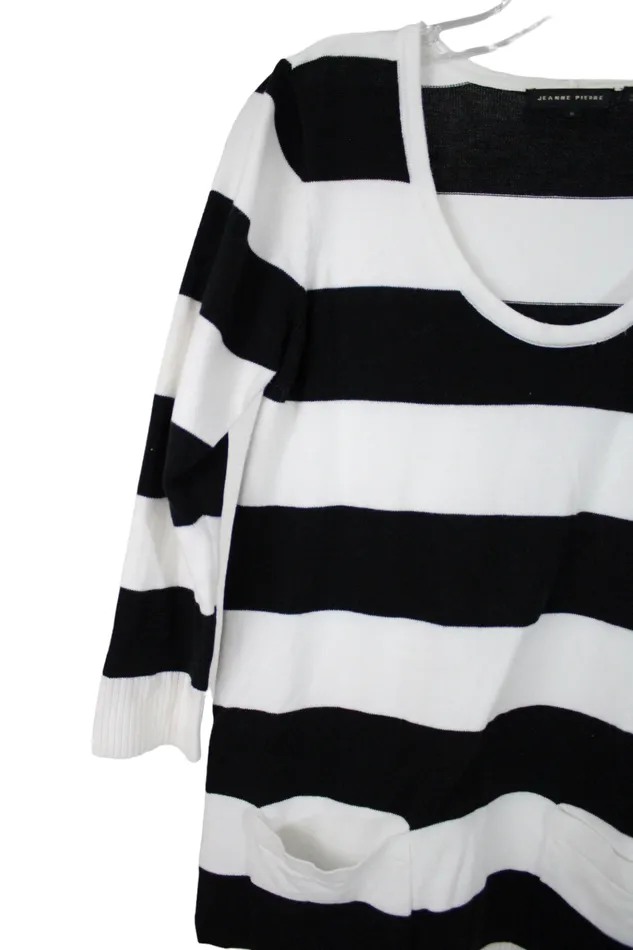 Jeanne Pierre Rings Jeanne Pierre Black White Striped Sweater S