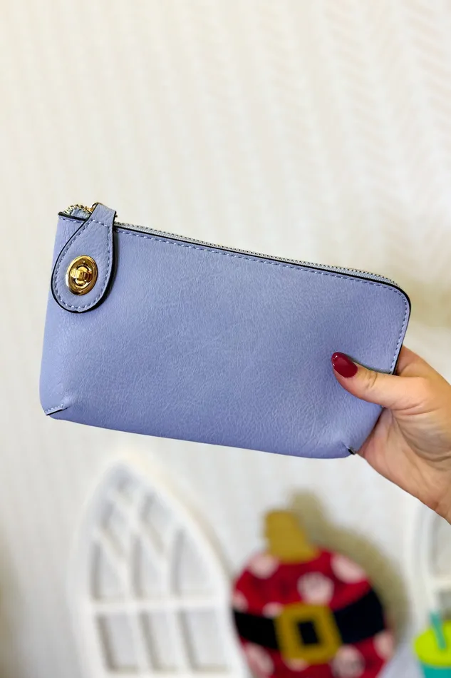 Jen Co Earrings Kendall Crossbody Wristlet Periwinkle