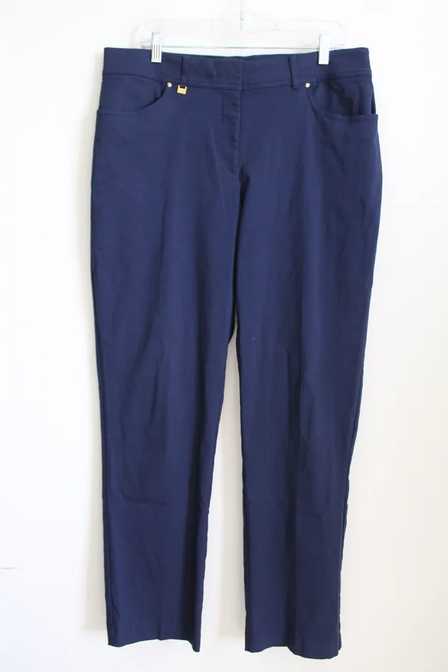 JM Collection Rings JM Collection Dark Navy Blue Stretch Pant 14