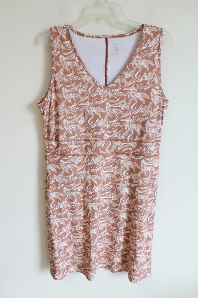 Jockey Rings Jockey Tan White Feather Patterned Dress L