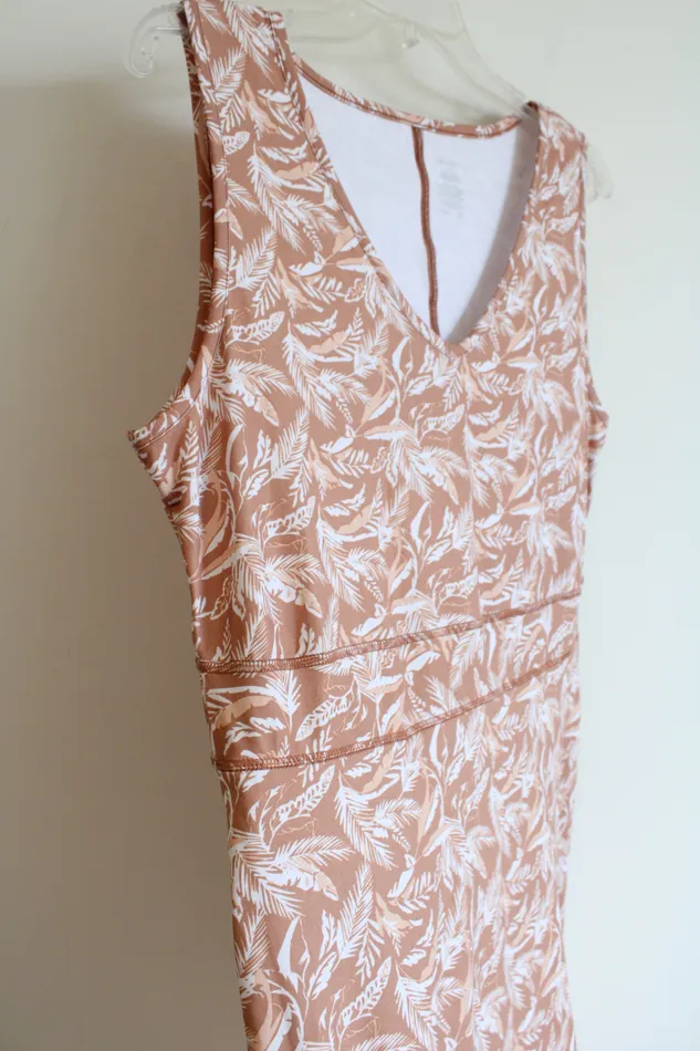 Jockey Rings Jockey Tan White Feather Patterned Dress L