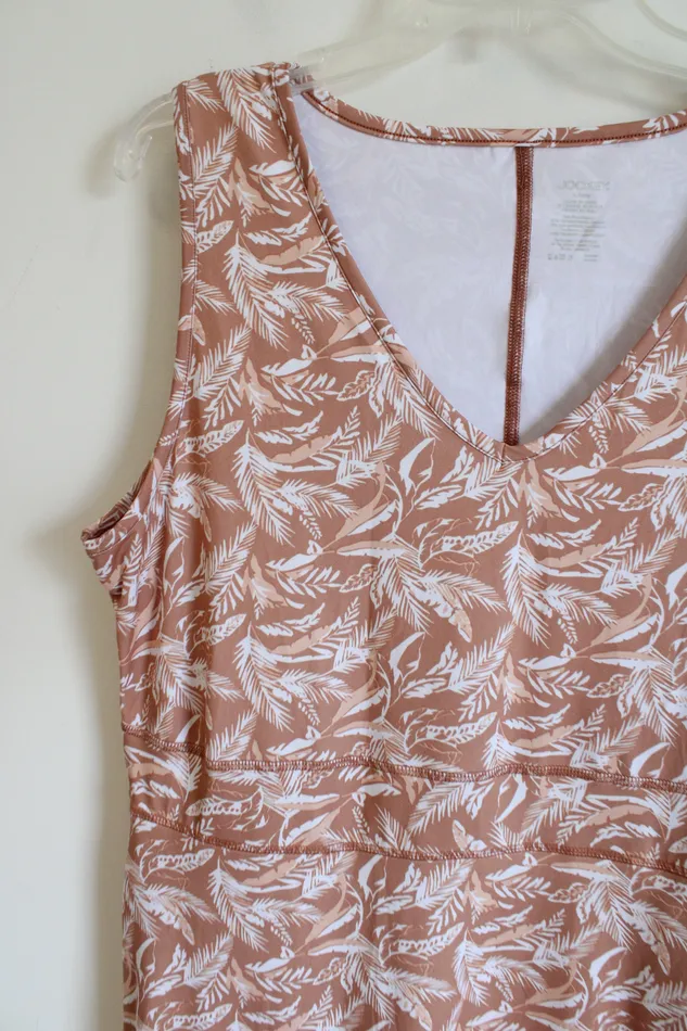 Jockey Rings Jockey Tan White Feather Patterned Dress L