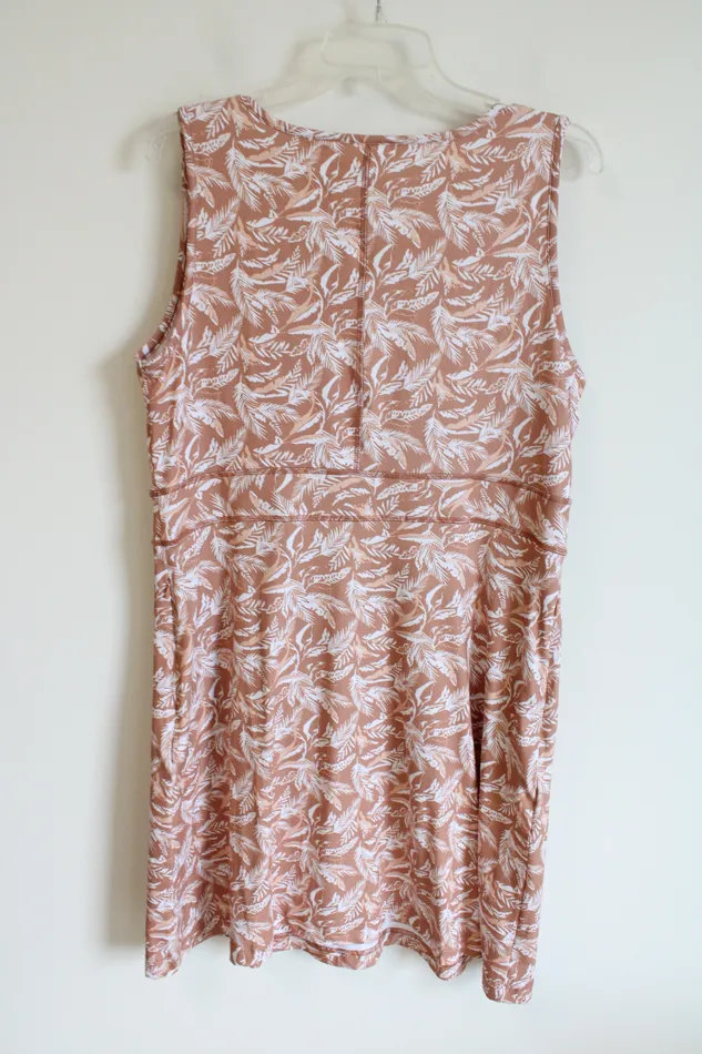 Jockey Rings Jockey Tan White Feather Patterned Dress L