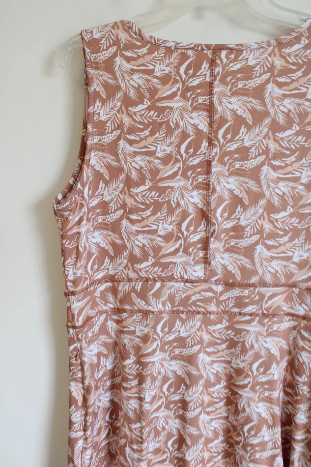 Jockey Rings Jockey Tan White Feather Patterned Dress L