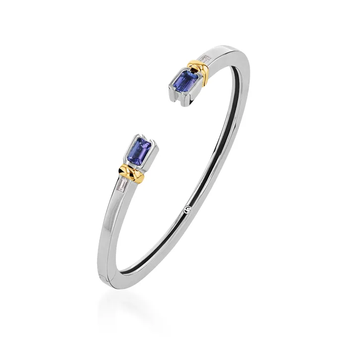 John Atencio Bracelets Treasure Small Gemstone and Diamond Hinged Cuff Bracelet