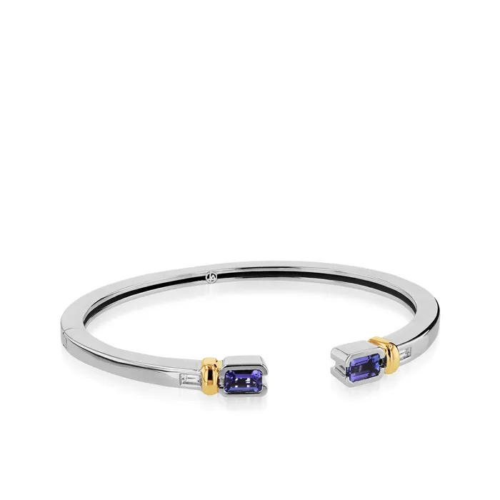 John Atencio Bracelets Treasure Small Gemstone and Diamond Hinged Cuff Bracelet