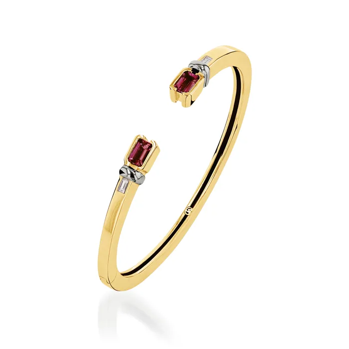 John Atencio Bracelets Treasure Small Gemstone and Diamond Hinged Cuff Bracelet