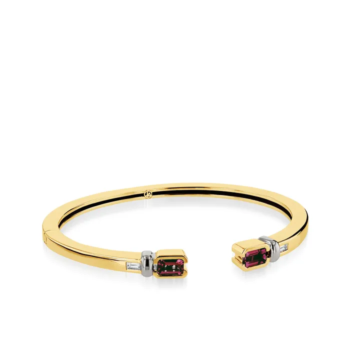 John Atencio Bracelets Treasure Small Gemstone and Diamond Hinged Cuff Bracelet