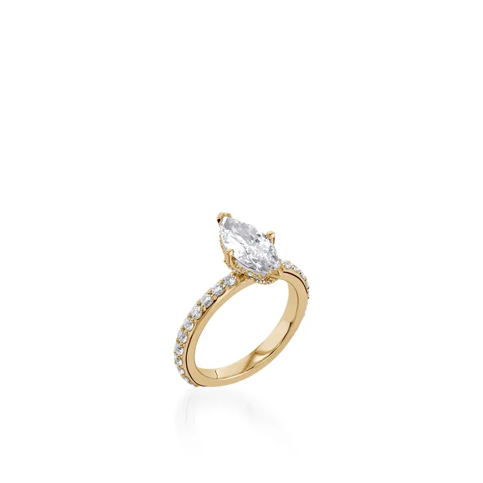 John Atencio Duchess Marquise Yellow Gold Engagement Ring Rings