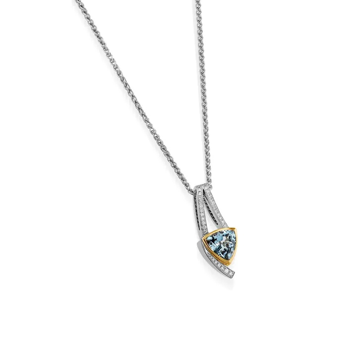 John Atencio Necklaces Signature Aquamarine and Diamond Pendant Necklace John Atencio Necklaces Signature Aquamarine and Diamond Pendant Necklace