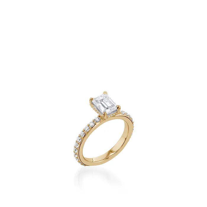John Atencio Rings Duchess Emerald Cut White Gold Engagement Ring