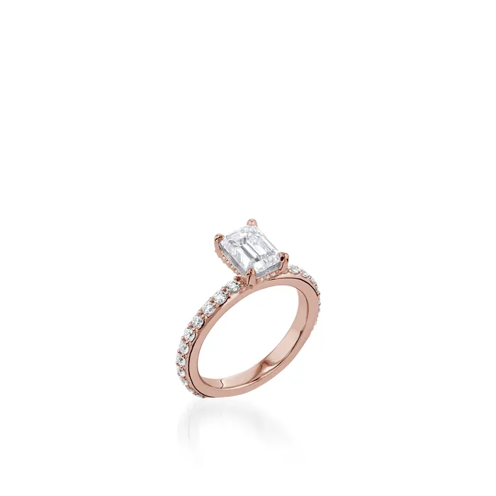 John Atencio Rings Duchess Emerald Cut White Gold Engagement Ring
