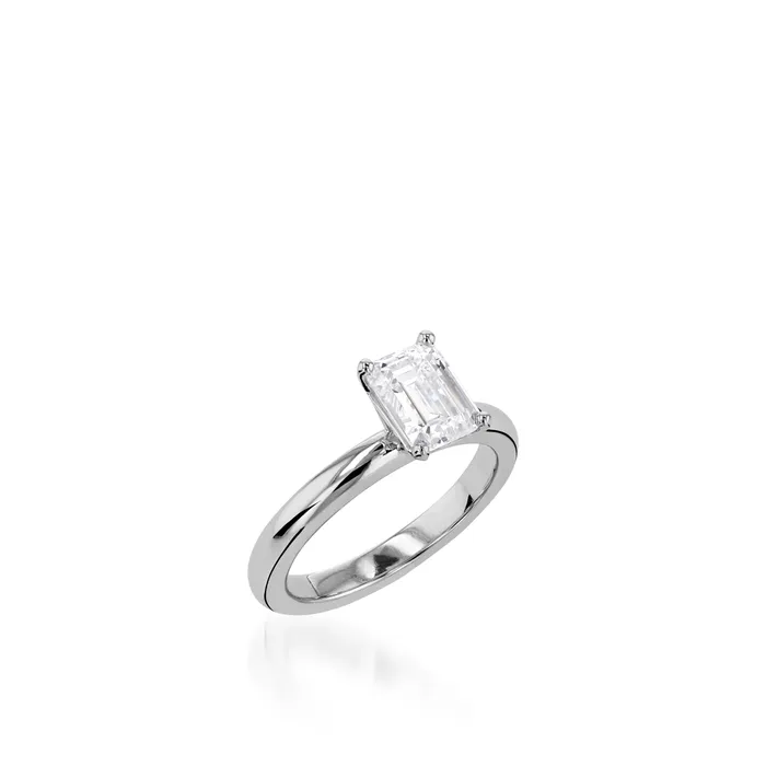 John Atencio Rings Essence Solitaire Emerald Cut White Gold Engagement Ring John Atencio Rings Essence Solitaire Emerald Cut White Gold Engagement Ring