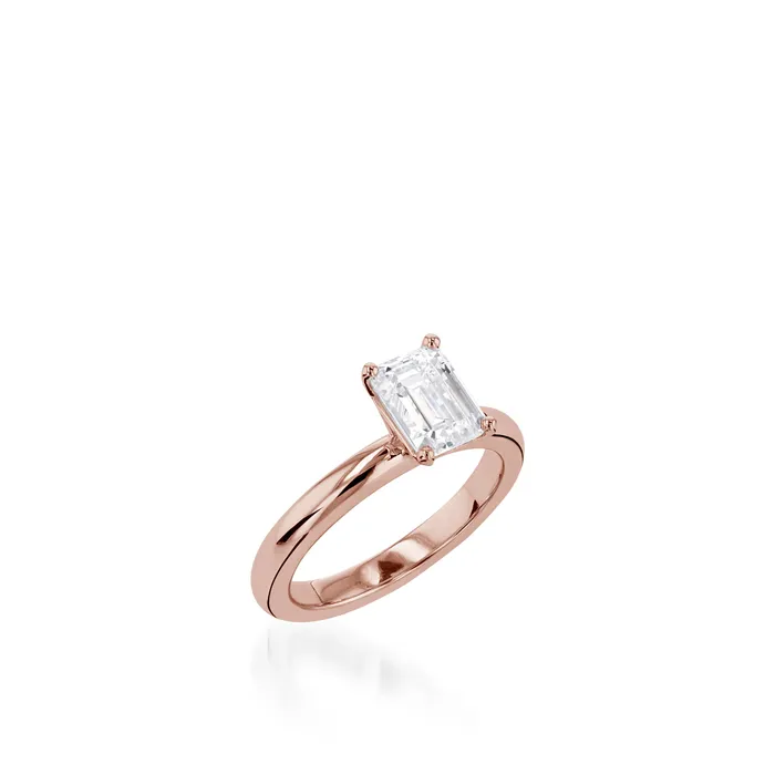 John Atencio Rings Essence Solitaire Emerald Cut White Gold Engagement Ring
