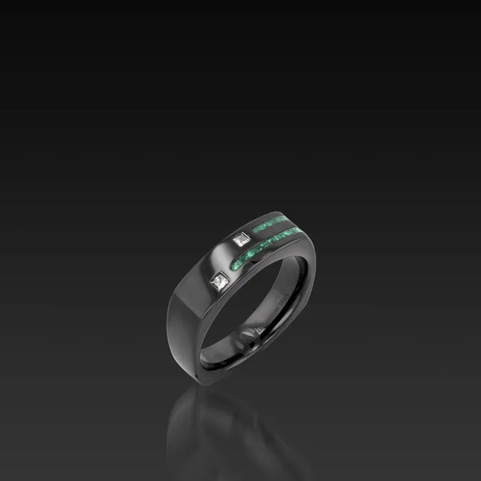 John Atencio Rings Groove Square Band in Black Zirconium