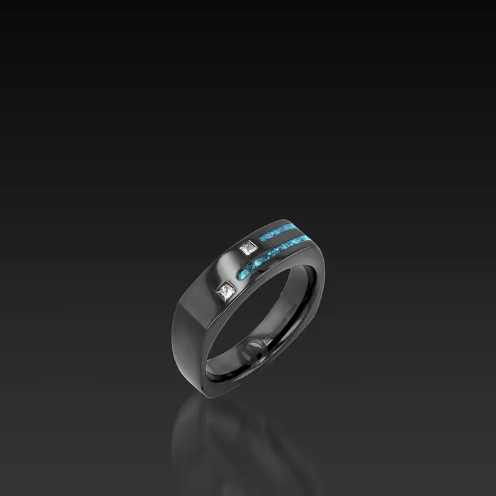 John Atencio Rings Groove Square Band in Black Zirconium