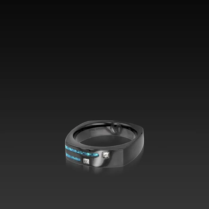 John Atencio Rings Groove Square Band in Black Zirconium