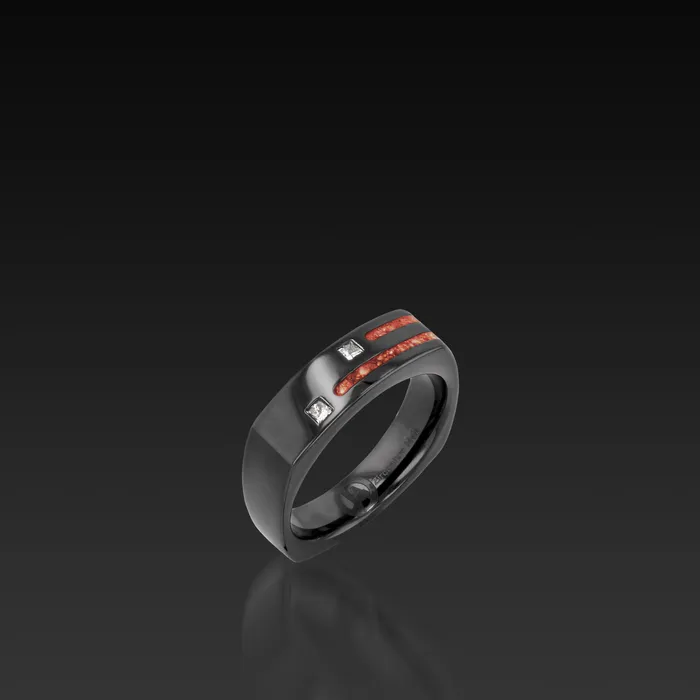 John Atencio Rings Groove Square Band in Black Zirconium