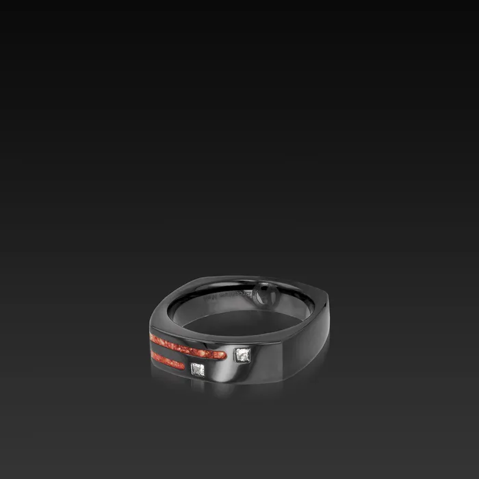 John Atencio Rings Groove Square Band in Black Zirconium