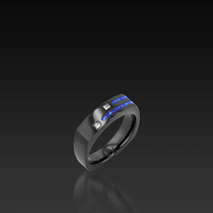 John Atencio Rings Groove Square Band in Black Zirconium