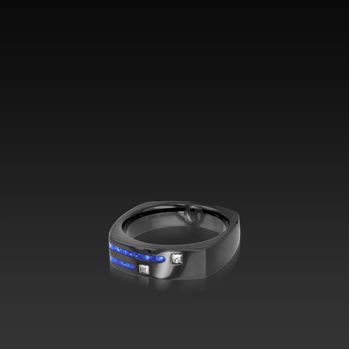 John Atencio Rings Groove Square Band in Black Zirconium