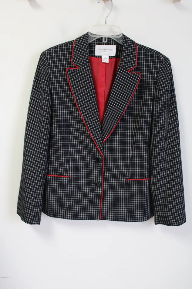 Jones New York Black Plaid Blazer 14 Jones New York Rings