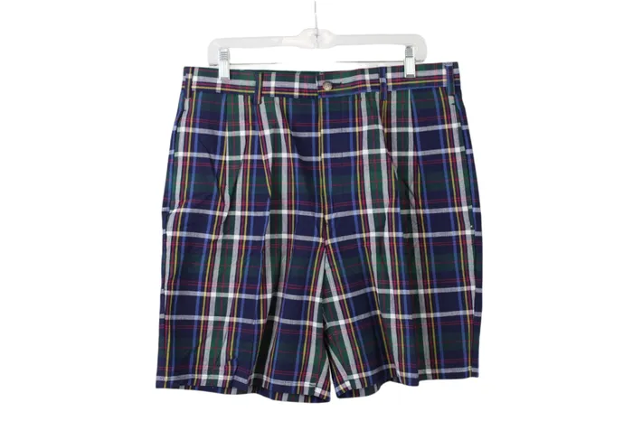 Jos A Banks Plaid Cotton Shorts 36 Jubilee Thrift Earrings
