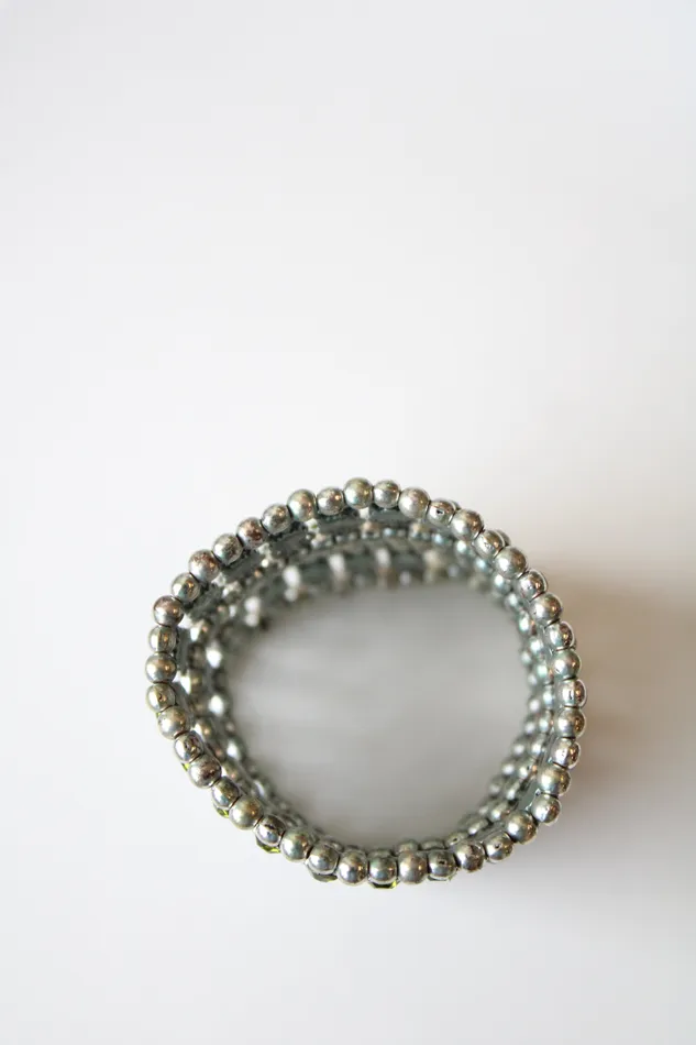 Jubilee Thrift Bracelets MultiLayer Silver Green Rhinestone Stretch Bracelet